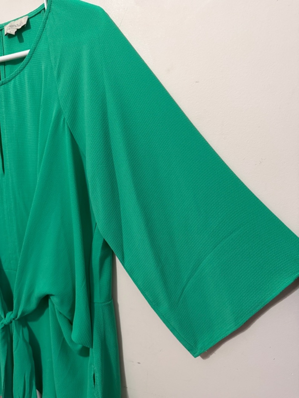 Chenault Green Tie Front Blouse Women’s Large Flowy 3/4 Sleeve Lightweight Top - Picture 6 of 13